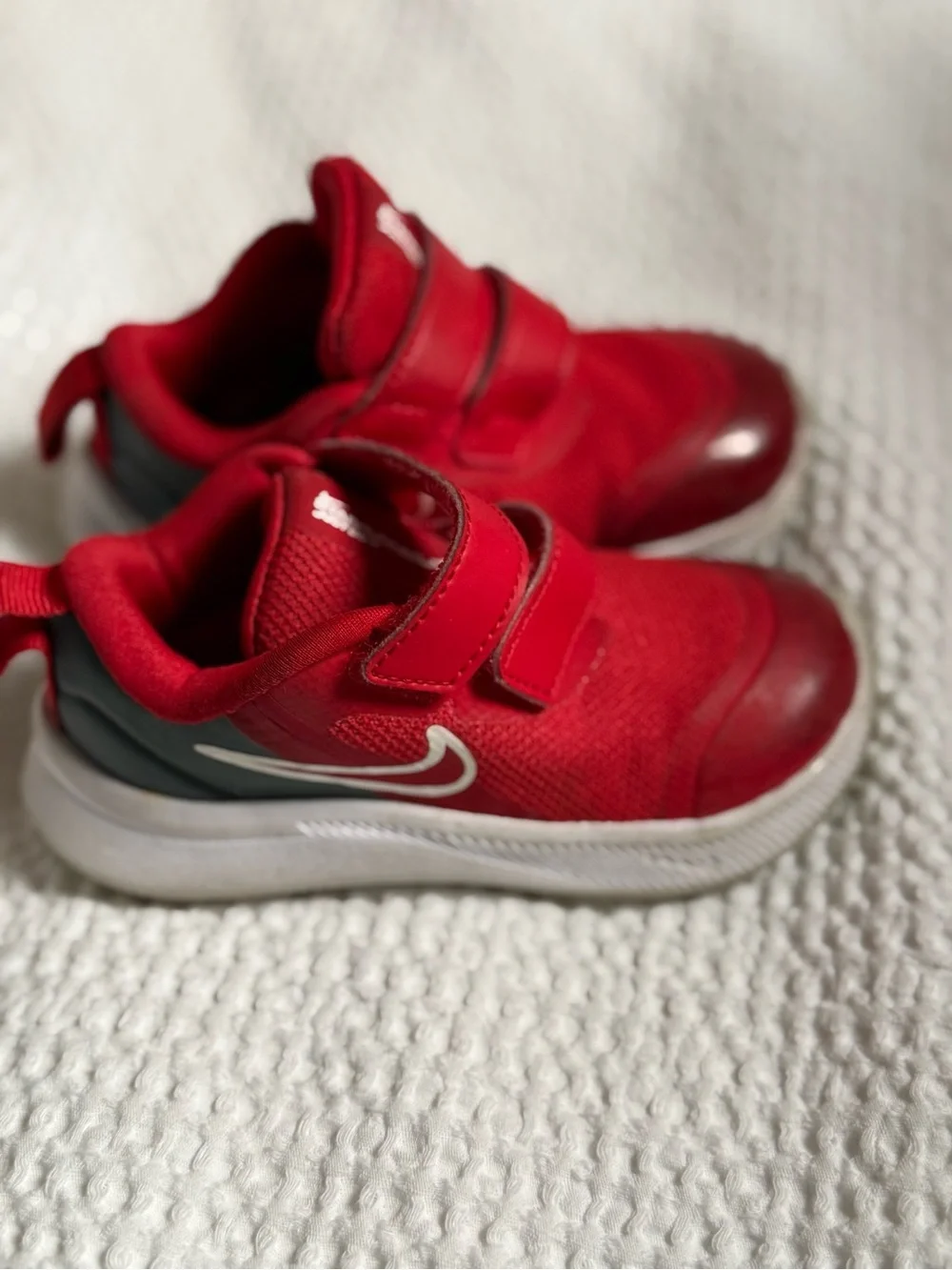 Nike Kids Red and Gray Velcro Athletic Sneakers